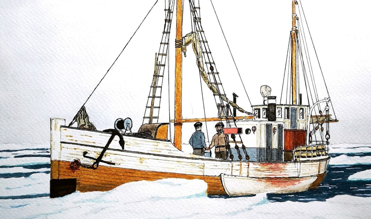 Tegning/maleri av båt